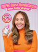 Woman with styled hair holding a bottle of K-8 hair product, with text about heat protection and breakage reduction.